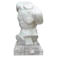 Italian Carved Marble Torso Sculpture of Woman on Wood Base ...