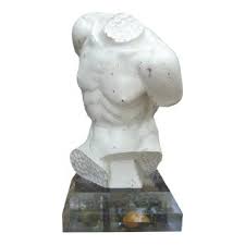 Vintage Italian Carved Wood Male Torso Sculpture on Acrylic ...
