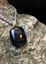 Blue Glitter Glass Pendant - Etsy