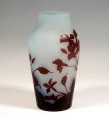 Art Nouveau Style Cameo Vase with Annual Honesty Decor from Emile Gallé, France, 1920s for sale at Pamono