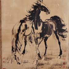 Chinese Ancient Paper (Xu Beihong) Double Horse Painting | eBay