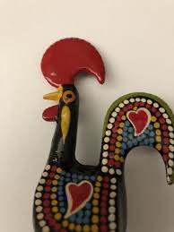 VINTAGE POT METAL ROOSTER FUGURINE HAND PAINTED FOLK ART ...