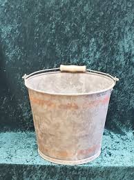 Antique galvanized bucket ~ red stripe pail ~ wood bail handle primitive farm | eBay
