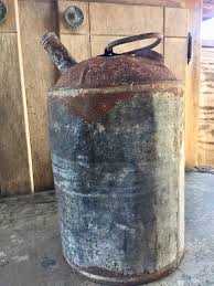 VTG Galvanized Metal Can With Handle & Spout Rusty Dented 10 ...