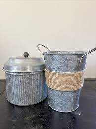 Country style silver metal storage containers. Set of 2 | eBay