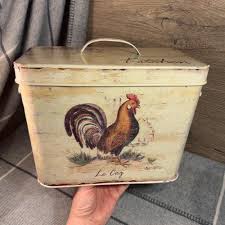 Preloved Country Kitchen Le Coq Big Lidded Pantry Box Tin ...