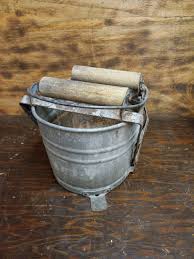 Vintage Galvanized Metal Mop Bucket With Wooden Wringer - Etsy Israel