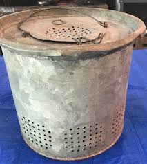 Vintage Galvanized Steel Minnow Bucket: Adirondack Decor ...