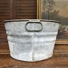 Small Vintage Round Galvanized Basin Wash Tub 14" - The Junk ...