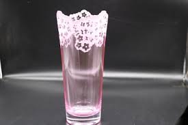 Galway Pink Irish Crystal Vase-Scalloped Edge-Etched Florals | eBay
