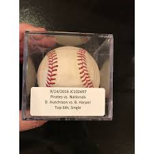 Bryce Harper 2016 Game-Used Base Hit NATS CLINCH PLAY-OFF Baseball - MLB AUTH