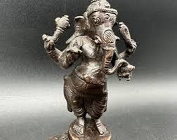 6 Inch Cast Bronze Standing Ganesha Statue / Vintage Hindu ...