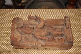Antique India Hindu Wood Carving Religious Spiritual God ...