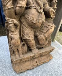 Vintage Heavily Carved Wooden Plaque with Figural Ganesha | eBay