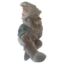 Vintage Cement Cast Lazy Gnome Garden Statue For Sale at 1stDibs