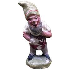 Vintage Black Forest plaster dwarf with a green pointed cap ...