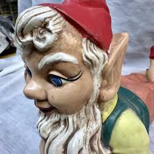 Vintage Gnome Hand Painted Ceramic Garden 1966 Fairy Elf ...