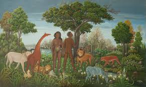 Fabolon Blaise (1959-1985) 36"x60" Adam & Eve Under the ...