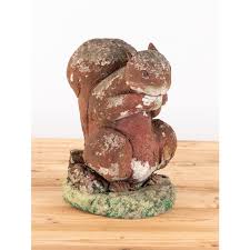 Reconstituted Stone Squirrel Garden Ornament, England 20th Century | Chairish