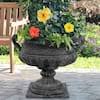 MPG 24-1/4 in. x 21 in. x 19-1/4 in. Cast Stone Fiberglass Urn with Handles in Aged Charcoal PF6651AC - The Home Depot