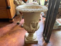 Pair Of Antique Cast Iron Garden Urns For Sale at 1stDibs