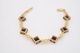 14k Yellow Gold Smokey Quartz Bracelet 7.25" | eBay