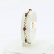 14K Yellow Gold Natural Garnet Bracelet Bracelet 7 Inch Long ...