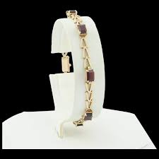14K Yellow Gold Natural Garnet Bracelet 7 inch long. For ...