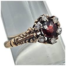 14K Garnet & Rose Cut Diamond Ring. For Sale at Ruby Lane
