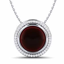 Order 14 Carat Cabochon Round cut 14K White Gold Cabochon Garnet GLAMIRA Pendant Kenndra | GLAMIRA.com