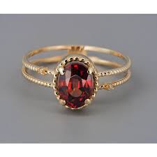 Red Garnet Gold 14k Gold Ring - 5 Us Size | Chairish