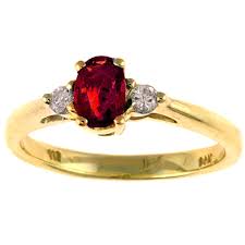 14k Yellow Gold .60 ct Oval Ruby Ring With Two Diamond ...