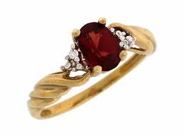 10k or 14k Yellow Gold Oval Cut Garnet and Diamond Twisted ...