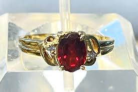 Oval Brilliant Garnet Diamond 14k Yellow Gold Ring Size 6 - Etsy