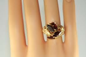 VINTAGE 1960'S MOD 14K GOLD 3.5 CARAT GARNET RING SIZE 7 | eBay