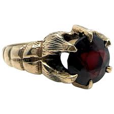 10k Garnet Claw Prong Antique Ring. For Sale at Ruby Lane