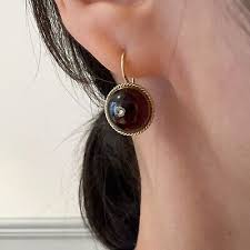Victorian 18K gold garnet cabochon diamond earrings | eBay