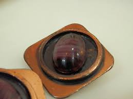Very Cool Vintage 60's Copper Givre Glass Modernist Earrings ...