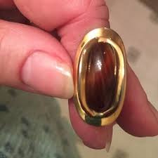 Vintage Large Brown Stone Ring- Sz. 6 1/4 | eBay