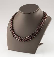 Silver Marquise and Round Garnet Cluster Necklace Gorgeous ...