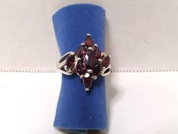 Vintage 2002 Avon Sterling Silver Genuine Garnet Multi-Marquise Ring - 6 | eBay