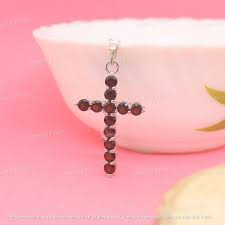 3Ct Round Cut Red Garnet Diamond Women's Cross Pendant 14K White Gold Plated 18" | eBay