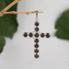 Smoky Quartz Cross Pendant: 925 Sterling Silver Necklace, June Birthstone - Etsy