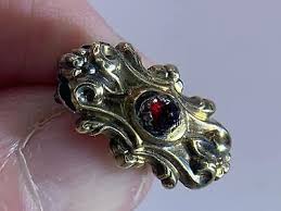 Victorian Floral Bar Garnet (TESTED) Vintage STERLING ...