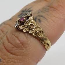 Antique 14k Gold Ruby and Diamond Ornate Rose Ring - Etsy