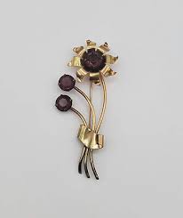 Vintage Jewelry Brooch Pin 12K Gold Filled Purple ...