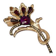 BEAUTIFUL STERLING FLOWER RHINESTONE BROOCH - Vintage ...