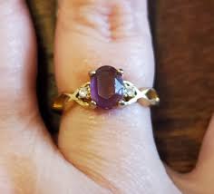 Vintage 18kt GE Purple Stone Ring | Size 7 Estate Jewelry | Two-tone Amethyst Look Gold Plated Band | Elegant Gift for Her - Etsy