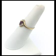 10K Lab Ruby & Diamond Ring. For Sale at Ruby Lane