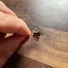 Jewelry | Vintage Lind 24kt Hge Garnet And Diamond Ring Sz 8 | Poshmark